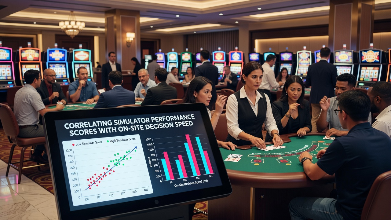 Simulator-Software zeigt Leistungswerte und Entscheidungszeiten für Blackjack-Training