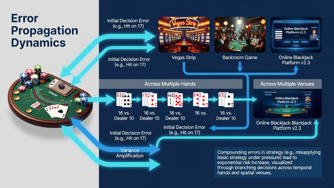 Diagramm zur Verteilung von Entscheidungsfehlern über verschiedene Blackjack-Venues