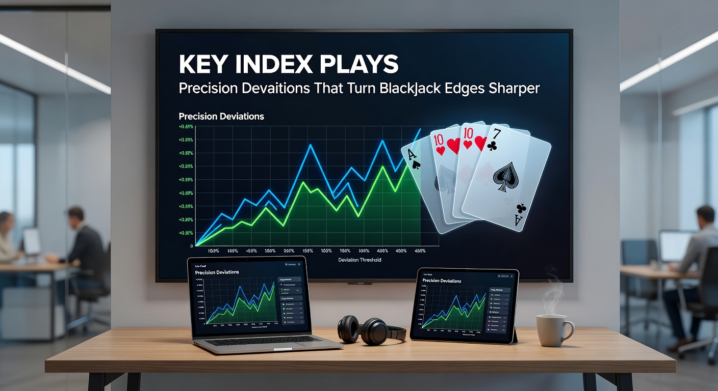 Grafik mit True-Count-Chart und Beispielen für Key Index Plays wie Insurance und 16 vs. 10, inklusive Simulationsergebnissen